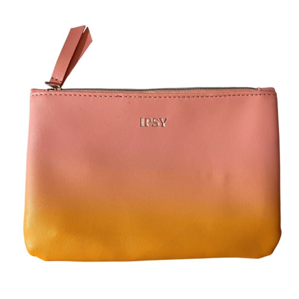 Ipsy Pink and Yellow Ombré Cosmetic Bag, 7”x5” *see description
